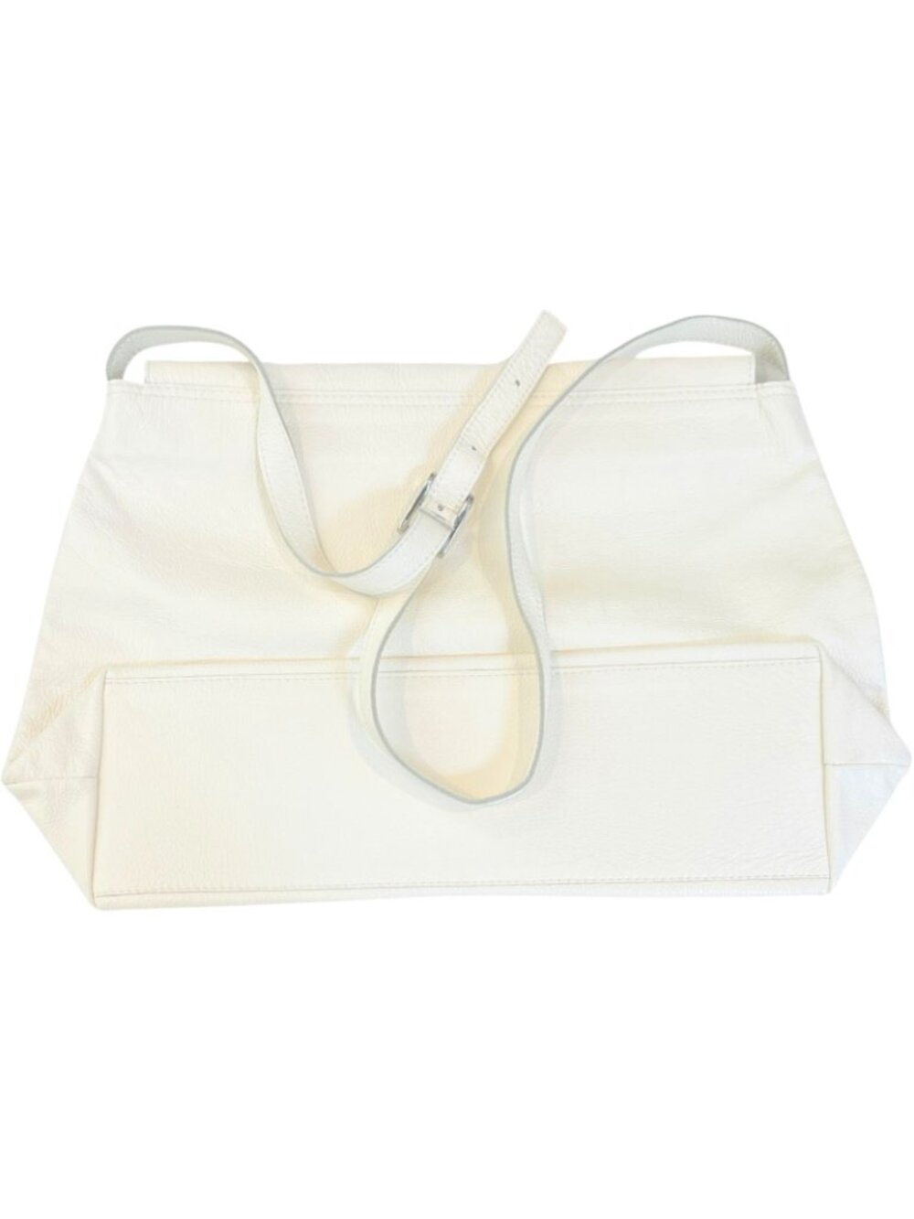 Beachwood by Emily - Cream Colored Leather Purse - 17" W x 11.5" H x 4.5" D - EX - Picture 5 of 6
